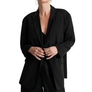 NWT Madewell The Relaxed Blazer In Softdrape Fabric Oversized Black Jacket Sz XS